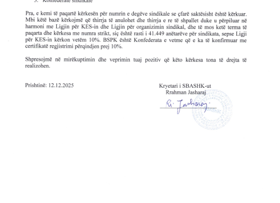 SBASHK kërkon sqarime rreth konkursit për Këshillin Ekonomik Social 